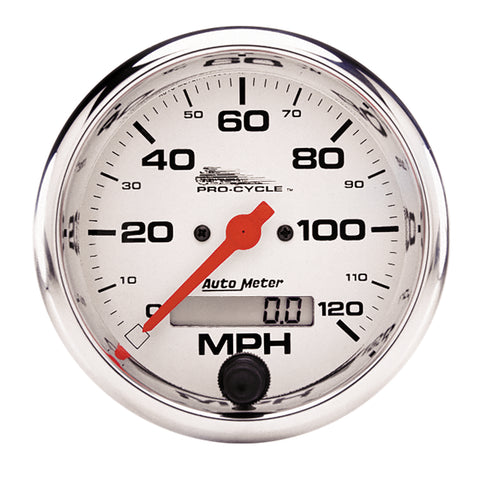 3-3/4" SPEEDOMETER 0-120 MPH WHITE PRO-CYCLE
