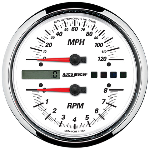 5" DIRECT FIT TACHOMETER/SPEEDOMETER COMBO 8K RPM/120 MPH WHITE PRO-CYCLE