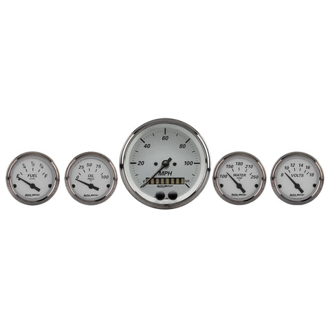 5 PC. GAUGE KIT 3-3/8" & 2-1/16" GPS SPEEDOMETER AMERICAN PLATINUM