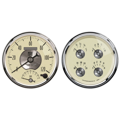 2 PC. GAUGE KIT 5" QUAD & TACH/SPEEDO 240-33 O PRESTIGE ANTQ. IVORY