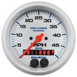 3-3/8" GPS SPEEDOMETER 0-50 MPH MARINE WHITE