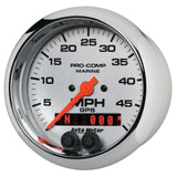 3-3/8 In. GPS SPEEDOMETER 0-50 MPH MARINE CHROME ULTRA-LITE