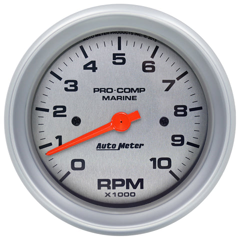 3-3/8" IN-DASH TACHOMETER 0-10000 RPM MARINE SILVER ULTRA-LITE
