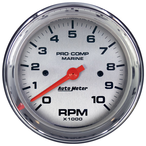 3-3/8" IN-DASH TACHOMETER 0-10000 RPM MARINE CHROME ULTRA-LITE
