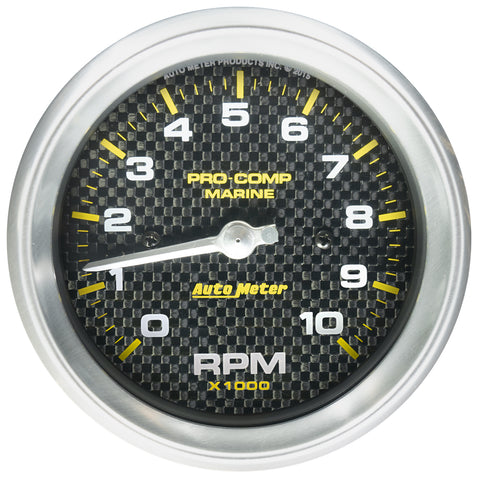 3-3/8" IN-DASH TACHOMETER 0-10000 RPM MARINE CARBON FIBER
