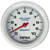 3-3/8" IN-DASH TACHOMETER 0-10000 RPM MARINE WHITE