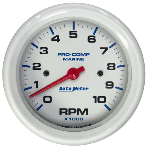 3-3/8" IN-DASH TACHOMETER 0-10000 RPM MARINE WHITE