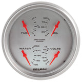 5" QUAD GAUGE 100 PSI/100-250 °F/8-18V/240-33 O MARINE SILVER