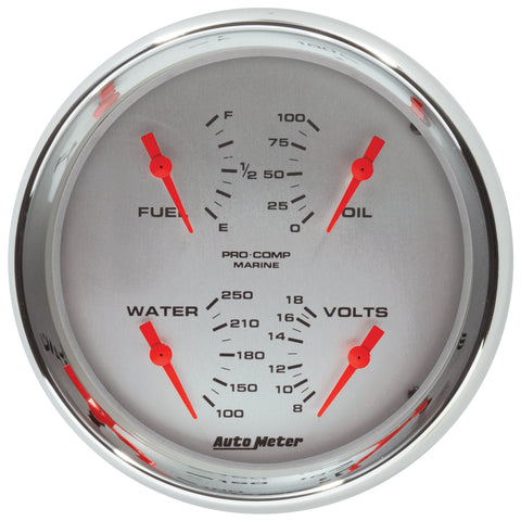 5" QUAD GAUGE 100 PSI/100-250 °F/8-18V/240-33 O MARINE CHROME