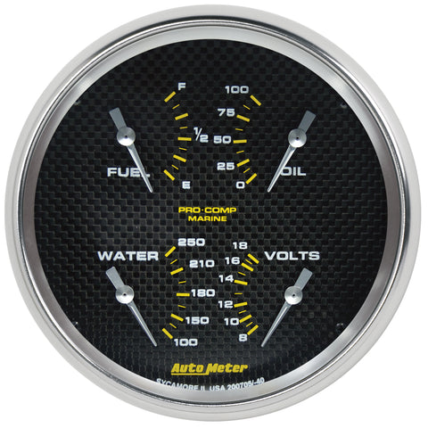 5" QUAD GAUGE 100 PSI/100-250 °F/8-18V/240-33 O MARINE CARBON FIBER