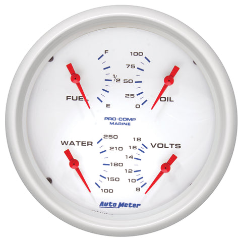 5" QUAD GAUGE 100 PSI/100-250 °F/8-18V/240-33 O MARINE WHITE