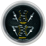 3-3/8" QUAD GAUGE 100 PSI/100-250 °F/8-18V/240-33 O MARINE WHITECARBON FIBER