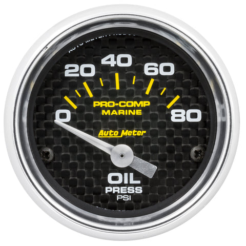 2-1/16" OIL PRESSURE 0-80 PSI MARINE CARBON FIBER