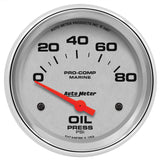 2-5/8" OIL PRESSURE 0-80 PSI MARINE CHROME ULTRA-LITE