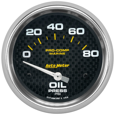 2-5/8" OIL PRESSURE 0-80 PSI MARINE CARBON FIBER