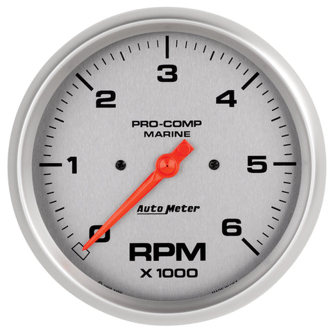 5" IN-DASH TACHOMETER 0-6000 RPM MARINE SILVER ULTRA-LITE
