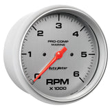 5" IN-DASH TACHOMETER 0-6000 RPM MARINE SILVER ULTRA-LITE