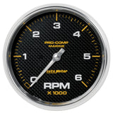 5" IN-DASH TACHOMETER 0-6000 RPM MARINE CARBON FIBER