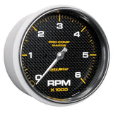 5" IN-DASH TACHOMETER 0-6000 RPM MARINE CARBON FIBER