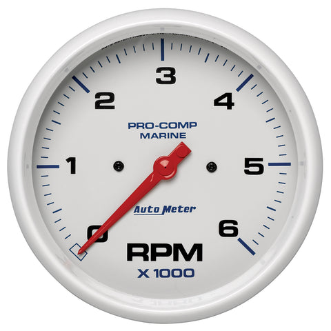 5" IN-DASH TACHOMETER 0-6000 RPM MARINE WHITE