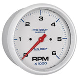 5" IN-DASH TACHOMETER 0-6000 RPM MARINE WHITE