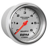 3-3/8" IN-DASH TACHOMETER 0-6000 RPM MARINE SILVER ULTRA-LITE