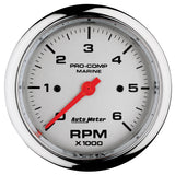 3-3/8" IN-DASH TACHOMETER 0-6000 RPM MARINE CHROME ULTRA-LITE