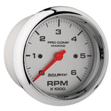 3-3/8" IN-DASH TACHOMETER 0-6000 RPM MARINE CHROME ULTRA-LITE