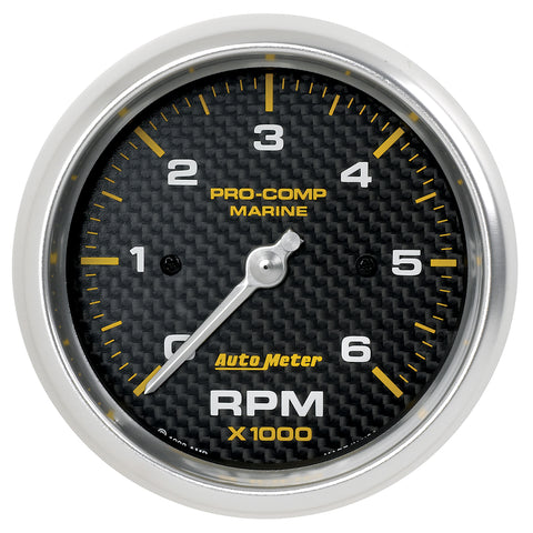 3-3/8" IN-DASH TACHOMETER 0-6000 RPM MARINE CARBON FIBER