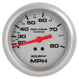 3-3/8 In. MECHANICAL SPEEDOMETER 0-80 MPH MARINE SILVER ULTRA-LITE