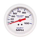 3-3/8" MECHANICAL SPEEDOMETER 0-100 MPH MARINE WHITE