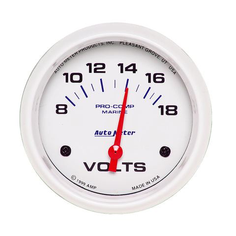 2-5/8" VOLTMETER 8-18V MARINE WHITE