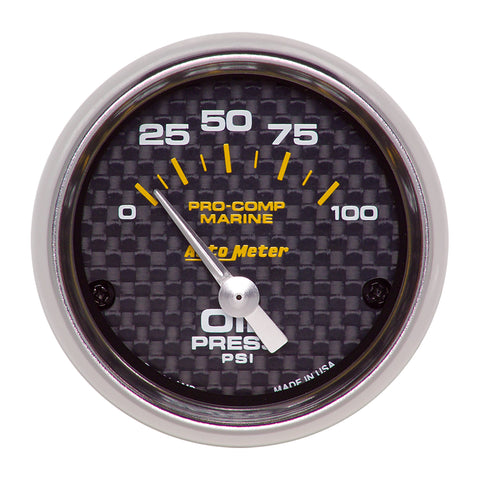 2-1/16" OIL PRESSURE 0-100 PSI MARINE CARBON FIBER