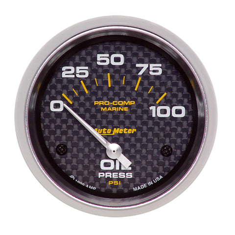 2-5/8" OIL PRESSURE 0-100 PSI MARINE CARBON FIBER