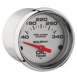 2-1/16" OIL TEMPERATURE 140-340 °F MARINE CHROME ULTRA-LITE