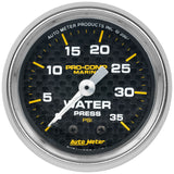 2-1/16 In. WATER PRESSURE 0-35 PSI MARINE CARBON FIBER