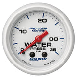 2-1/16" WATER PRESSURE 0-35 PSI MARINE WHITE