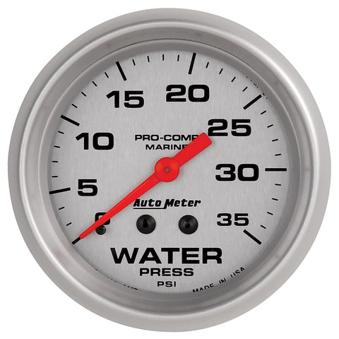 2-5/8" WATER PRESSURE 0-35 PSI MARINE SILVER ULTRA-LITE