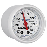 2-1/16" VACUUM/BOOST 30 IN HG/20 PSI MARINE WHITE