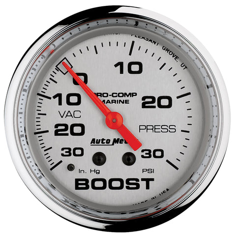 2-5/8" VACUUM/BOOST 30 IN HG/20 PSI MARINE CHROME ULTRA-LITE