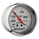 2-5/8" VACUUM/BOOST 30 IN HG/20 PSI MARINE CHROME ULTRA-LITE