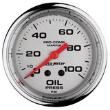 2-5/8" OIL PRESSURE 0-100 PSI MARINE CHROME ULTRA-LITE