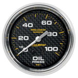 2-5/8" OIL PRESSURE 0-100 PSI MARINE CARBON FIBER