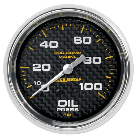 2-5/8" OIL PRESSURE 0-100 PSI MARINE CARBON FIBER