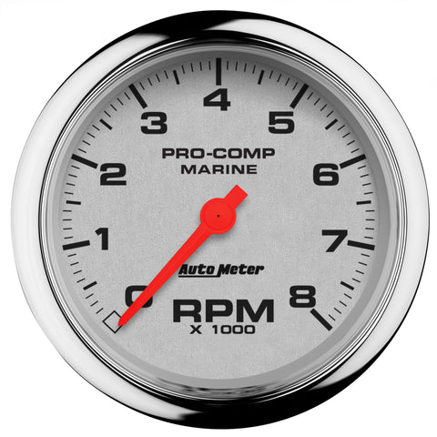 3-3/8" IN-DASH TACHOMETER 0-8000 RPM MARINE CHROME ULTRA-LITE