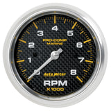 3-3/8" IN-DASH TACHOMETER 0-8000 RPM MARINE CARBON FIBER