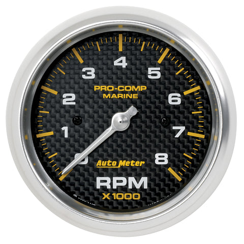 3-3/8" IN-DASH TACHOMETER 0-8000 RPM MARINE CARBON FIBER