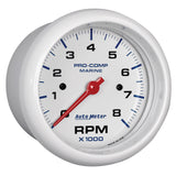 3-3/8" IN-DASH TACHOMETER 0-8000 RPM MARINE WHITE