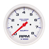 5" IN-DASH TACHOMETER 0-8000 RPM MARINE WHITE