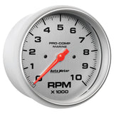 5" IN-DASH TACHOMETER 0-10000 RPM MARINE SILVER ULTRA-LITE